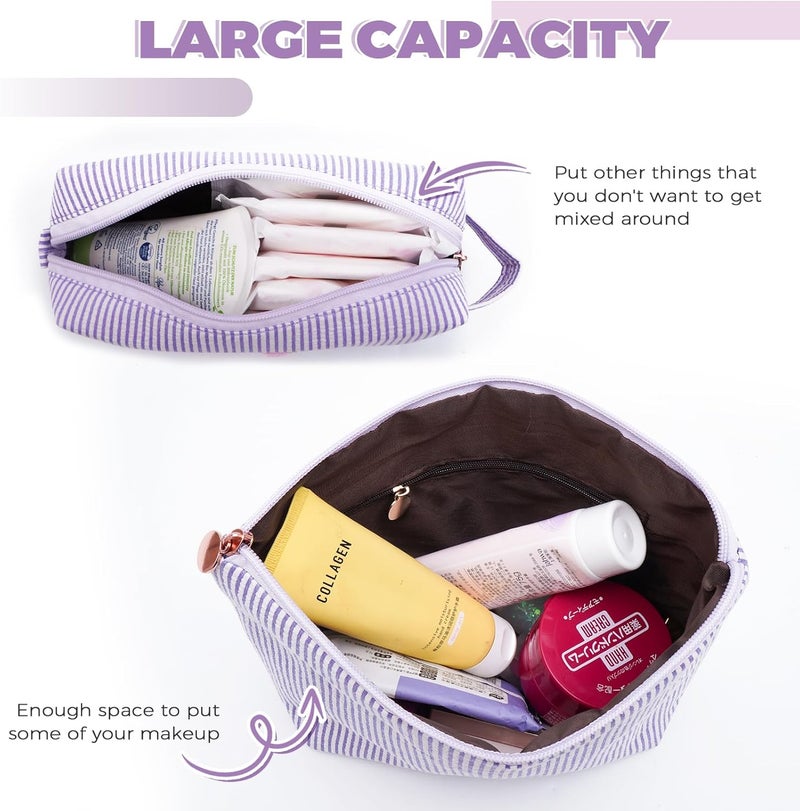Btffitting Makeup Bag Set Initials Cosmetic Bag,Birthday Graduation Gifts for 10 11 12 13 14 15 16 17 18 Years Old Girl Girlfriend Teen Girls Gift Trendy Stuff Toiletry Bag Travel - Lavender,A - Image 2
